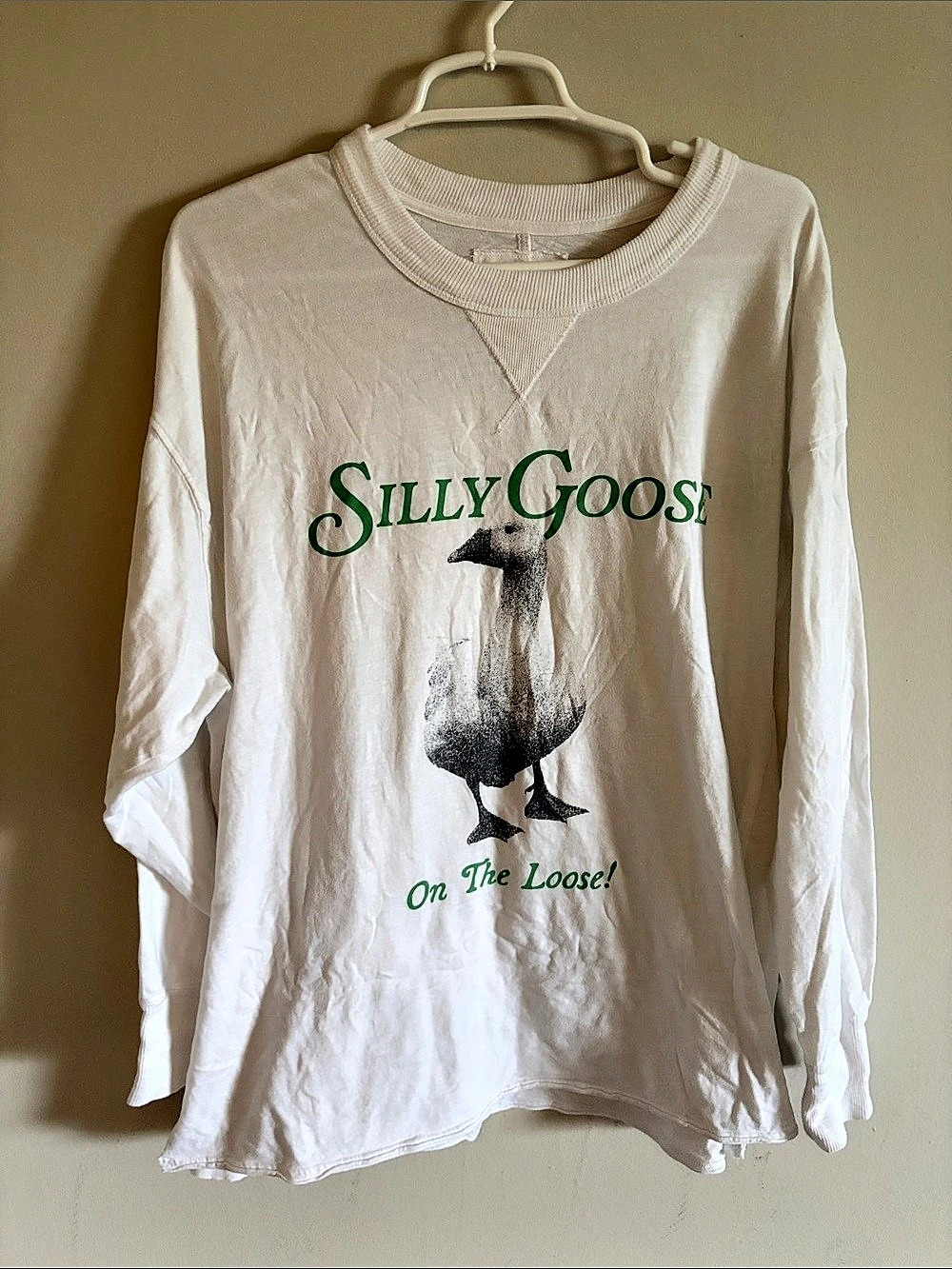 Silly Goose Long Sleeve Graphic Tee White